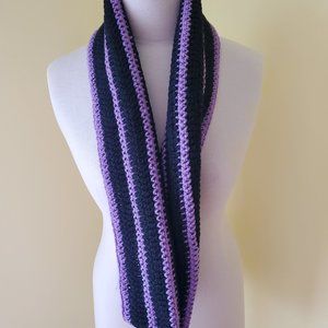 Crochet Black and Purple Stripe Cowl/New